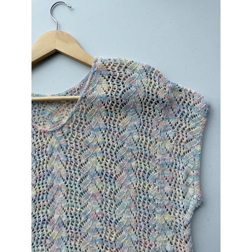 Vintage 80s‎ Pastel Crochet Top Cottagecore Made in USA Chris Ann Originals